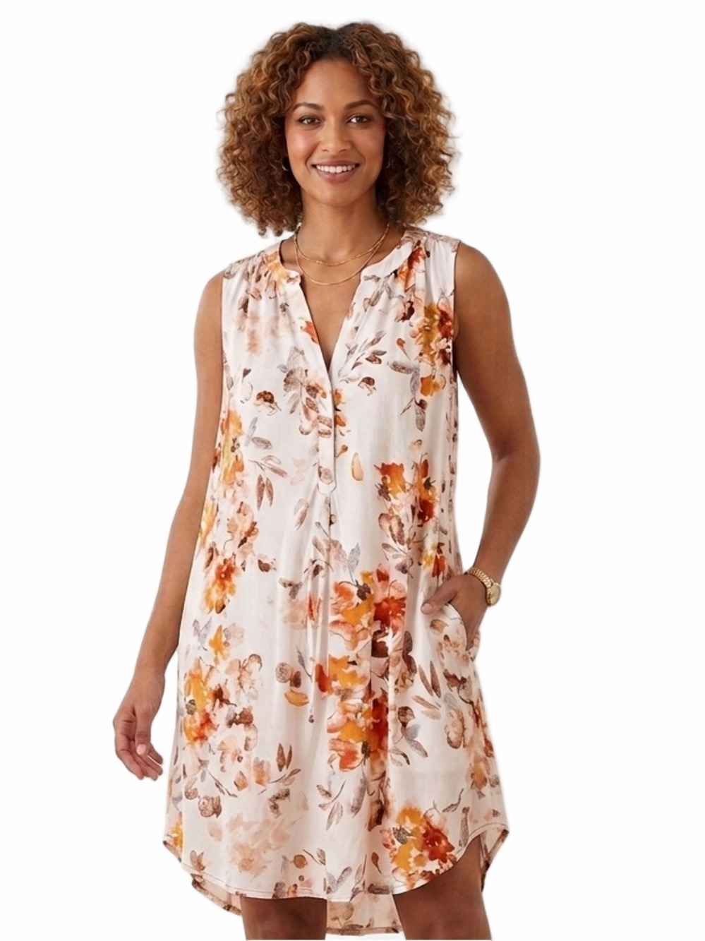 Cupio Midi Beautiful Floral Print Sleeveless Summer Vacay Dress